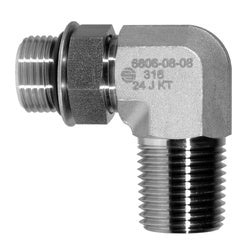 Plumbing grade 316 stainless steel 90 degree adapter with male adjustable o-ring boss x male national pipe thread for stable fluid line connection - 316 -16 Male Adjustable O-Ring Boss x 1 Male National Pipe Thread 90