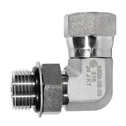 316 stainless steel male adjustable o-ring boss x female joint industry council swivel 90 degree for secure hydraulic or plumbing connection - 316 -10 Male Adjustable O-Ring Boss x -10 Female Joint Industry Council Swivel 90