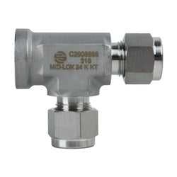 Stainless steel run tee with compression tube and female threaded pipe connection for secure fluid systems - 316 1/4 Compression 1/4 Female National Pipe Thread Run Tee