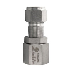 Stainless steel bulkhead fitting for secure tubing to threaded pipe connection - 316 1/4 Compression x 1/4 Female National Pipe Thread Bulkhead Union with Nut