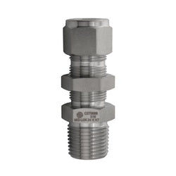 Stainless steel bulkhead fitting with compression tube and male threaded pipe connection with nut for secure fluid systems - 316 1 Compression x 1 Male National Pipe Thread Bulkhead with Nut