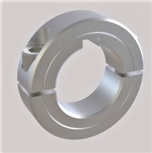Heavy-duty stainless steel two-piece clamp shaft collar with 50mm bore for secure positioning | 50mm Stainless Steel (303) Metric Shaft Collar Two-Piece Clamp with Keyway | 2SM050HDK