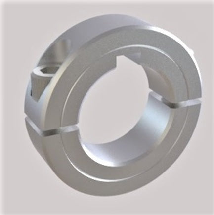 Heavy-duty stainless steel two-piece clamp shaft collar with 50mm bore for secure positioning | 50mm Stainless Steel (303) Metric Shaft Collar Two-Piece Clamp with Keyway | 2SM050HDK