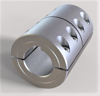 10 mm bore keyed stainless steel metric three-piece clamp shaft coupling | 10mm x 10mm Stainless Steel (303) Metric Three Piece Clamp Coupling with Keyway | 5SM010010TK