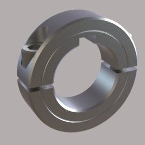 Black oxide coated shaft collar with weldable base and keyway | 25mm Steel (Black Oxide) Metric Weldable Shaft Collar Two-Piece Clamp with Keyway | 2MWM025K