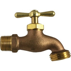 Lead-free outdoor hose faucet with male iron pipe connection – 3/4 Male Iron Pipe x Garden Hose Bibb.