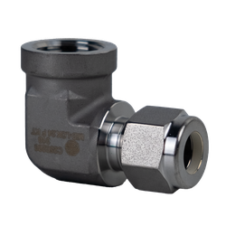 90° hydraulic elbow fitting, 3/8" tube to 1/4" female NPT – 3/8 x 1/4 Tube x Female National Pipe Thread 90° Union Elbow, 316 Stainless Steel
