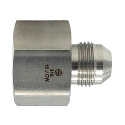 316 stainless steel hydraulic reducer fitting with -20 female Joint Industry Council (JIC) to -12 male Joint Industry Council (JIC) connection for secure, leak-resistant fluid transfer – 316 Stainless Steel -20 Female JIC x -12 Male JIC Reducer
