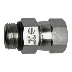 Stainless steel metal fitting with thread on one end - 316 -06 Male O-ring Boss x -06 Female Joint Industry Council Swivel