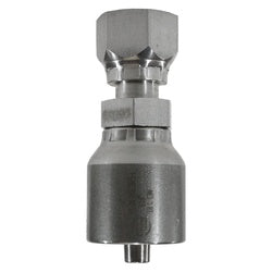 A silver-colored stainless steel long adapter - 43 Series 1/4 Hose x -4 Female O-ring Face Seal Long