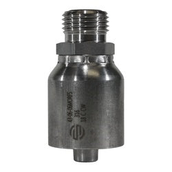 A silver-colored stainless steel straight adapter - 43 Series 3/8 Hose x -6 Male O-Ring Face Seal