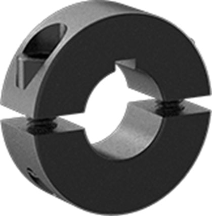 Heavy-duty two-piece clamp collar for keyed shaft applications | 1-1/8" Steel (Black Oxide) Two-Piece Clamp Shaft Collar with Keyway | 2L102HDK