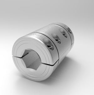 Stainless steel two-piece clamp coupling with hex bore | 11/16" x 11/16" Stainless Steel (303) Two-Piece Clamp - Precision Sleeve Hex Bore Coupling | 13S011011PSC