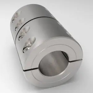 25MM x 25MM ID Three-Piece Split Clamp-Type Rigid Shaft Coupling, Stainless