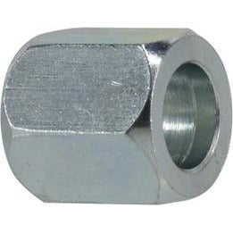 A silver metal tube nut with a JIC thread size visible on its side. -  1-1/4 Tube Nut
