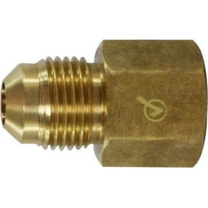 Durable 1/2 x 1/2 Light Pattern Male Flare to Female Iron pipe fitting for fluid systems.