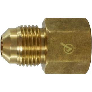Durable 1/2 x 1/2 Light Pattern Male Flare to Female Iron pipe fitting for fluid systems.