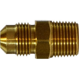 Light pattern male flare x male iron pipe adapter, 1/2 x 3/8.