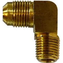 Metal plumbing elbow 5/16 x 1/8 barstock male flare x male iron pipe.