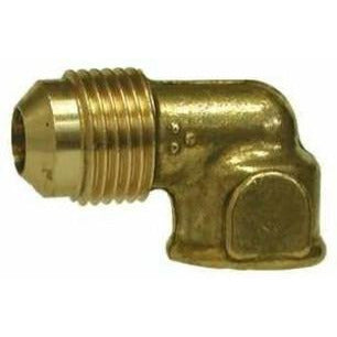 Metal plumbing 90° elbow 1/2 x 3/8 male flare x female barstock.