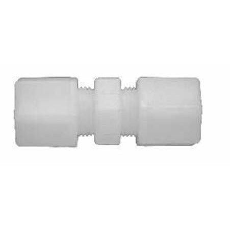 High-quality 1/4 polypropylene compression union for tubing applications.