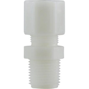 White nylon adapter for plumbing connections – 1/2 x 1/4 Compression x Male Iron Pipe Adapter.