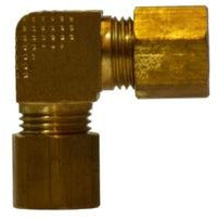 A brass compression elbow fitting, showing the connection ports and the body shape - 1/8 Barstock Compression Elbow