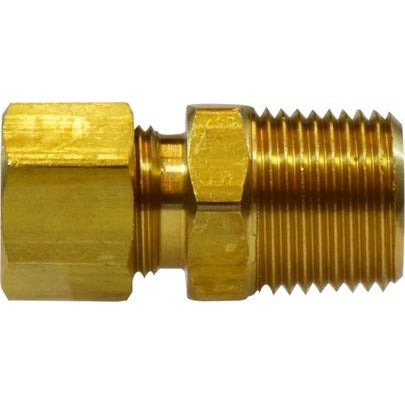 Brass light pattern adapter fitting with compression connection to male NPT pipe thread - 3/8 X 1/2 Compression X Male Iron Pipe Adapter Light Pattern
