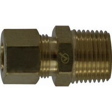 A brass male iron pipe adapter with a compression connection. - 1/2 x 1/2 Compression x Male Iron Pipe Adapter AB1953