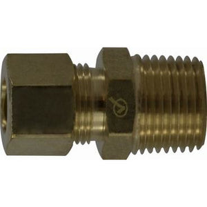 A brass male iron pipe adapter with a compression connection. - 1/2 x 1/2 Compression x Male Iron Pipe Adapter AB1953