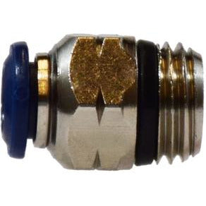 Compact chemical-resistant male connector with threaded end – 1/8 x 10-32 Push-In x Male Iron Pipe Nickel-Plated Adapter