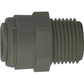 A lightweight plastic fitting designed with a push-in connection and a male iron pipe thread for fluid or air line setups - 3/8 x 1/4 Plastic Push-In x Male Iron Pipe Adapter