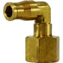 A brass female swivel elbow fitting with 1/4 inch connection size. 1/4 X 1/8 Swivel Female Elbow