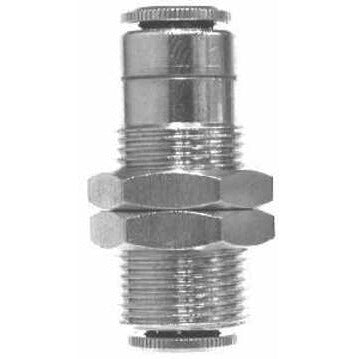 Durable nickel-plated push-in fitting for secure tubing connections – 1/4 Push-In Bulkhead Union Nickel-Plated.