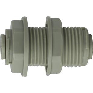 Durable plastic push-in fitting for secure tubing connections – 3/8 Plastic Push-In Bulkhead Union.