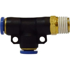 Push-in x male iron pipe swivel composite run tee for 3/8 x 1/2 tubing – 3/8 x 1/2 Push-In x Male Iron Pipe Swivel Composite Run Tee