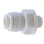 A gray plastic adapter with a 3/8 tube male BSP connection - 3/8 Tube x 3/8 Male British Standard Pipe Plastic Adapter