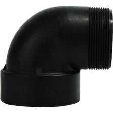 A black polypropylene street elbow fitting with male and female threaded ends - 1/8 Polypropylene Street Elbow