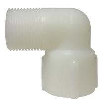 A white 2" Nylon Street Elbow plumbing fitting with male-threaded end and female-threaded end - 2 Nylon Street Elbow