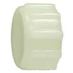 A white plastic garden hose cap. - 3/4 Plastic Garden Hose Cap