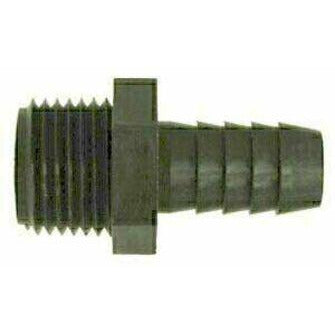 Lightweight polypropylene adapter designed with a 3/8 hose barb and 3/8 MIP threads — 3/8" x 3/8" Hose Barb x Male Iron Pipe (MIP) Polypropylene Adapter