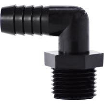 Precision-machined polyethylene adapter featuring a hose barb and male iron pipe connection — 3/8 x 1/2 Hose Barb x Male Iron Pipe Polyethylene Elbow
