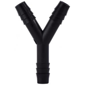 Polypropylene Y-shaped hose barb fitting for splitting 1/2” hose lines – 1/2 Polypropylene Hose Barb Y.