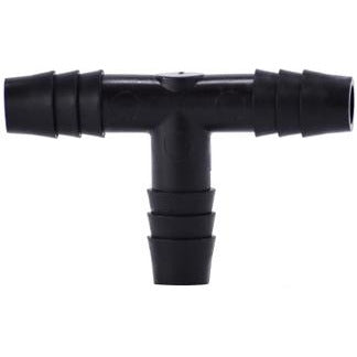Black polyethylene tee fitting with 1/8 hose barb connections – 1/8 Black Polyethylene Hose Barb Tee