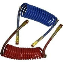15 ft Red and Blue Air Coil with 12 Springs for truck air brake systems - Air Coil Red and Blue 15 ft with 12 Springs