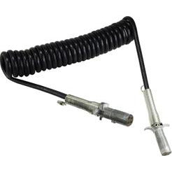 15-foot 4/14 AWG 4-way coiled cable with 12 leads – Durable trailer and RV electrical connector - 4-Way Coiled Electric Cable 4/14 AWG 15 ft 12 Lead Both Ends