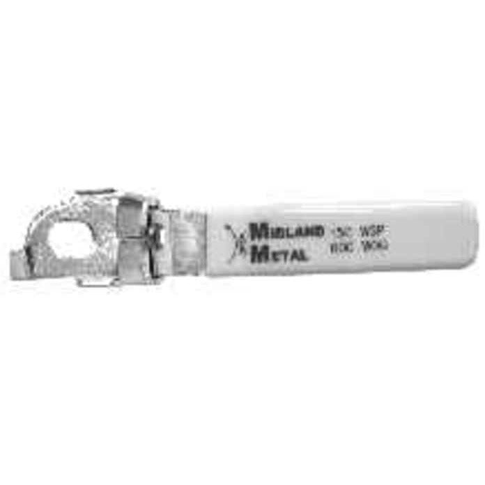 A silver-colored metal locking handle with the brand name 'Midland Metal' inscribed on it. - 1/4 to 3/4 Locking Handle