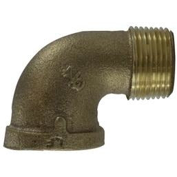 A bronze 90 degree street elbow plumbing fitting with male thread on one side and female thread on the other - 1-1/2 Lead-Free Imported 90 Degree Street Elbow