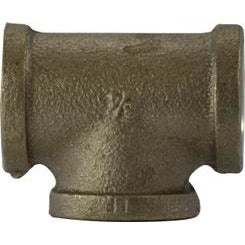 A bronze metal Tee plumbing fitting with three connections, designed for creating a T-shaped pipe connection - 2-1/2 Lead-Free Imported Tee