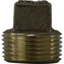A bronze square head solid plug with threaded connections, intended for use in plumbing systems - 1/2 Lead-Free Imported Square Head Solid Plug